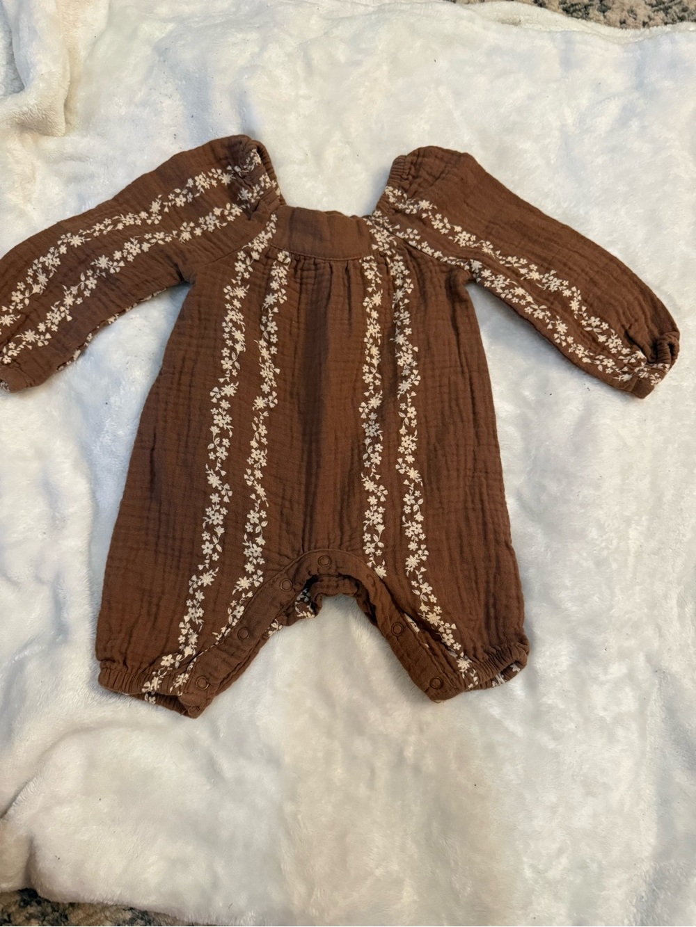 Brown Floral Baby Romper
